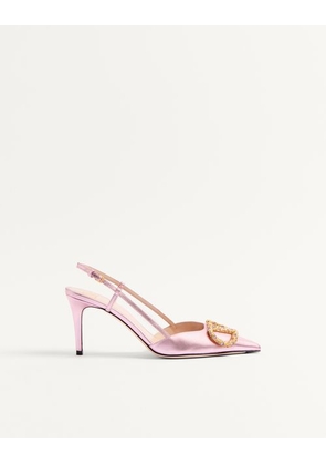 Valentino Garavani Vlogo Signature Slingback Pump In Laminated Nappa Leather 80Mm Woman GIACINTO/VIOLET 34