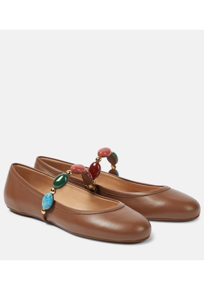 Gianvito Rossi Shanti embellished leather Mary Jane flats