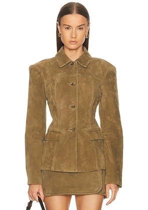 EAVES x Coco Aina Suede Cinched Jacket in Toffee - Brown. Size XS (also in ).