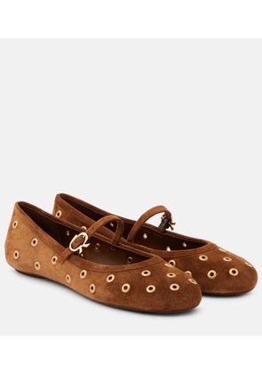 Gianvito Rossi Studded suede Mary Jane flats
