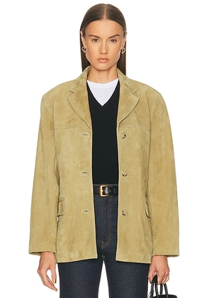 EAVES Aroa Suede Blazer Jacket in Palm - Brown. Size L (also in M, S, XL, XS, XXS).