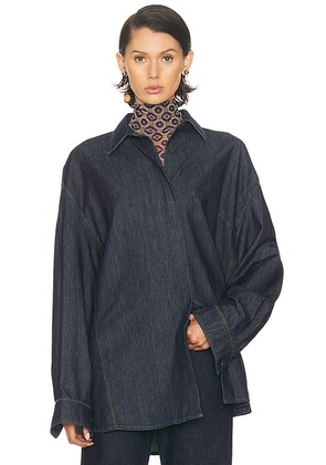 Dries Van Noten Camis Shirt in Indigo - Blue. Size 34 (also in 36, 38, 40, 42).