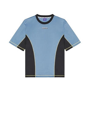 Badfriend Bar Logo Cover Stitch Jersey in Blue & Black - Blue. Size L (also in M, S, XL/1X).