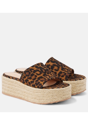 Gianvito Rossi Leopard-print suede espadrille slides