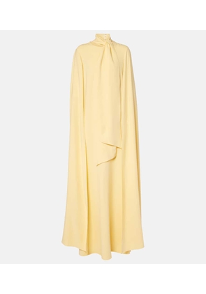Oscar de la Renta Caped silk-blend georgette gown