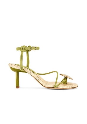 Christopher Esber Doma Stoned Raffia Heel in Olive & Citrine - Olive. Size 36 (also in ).