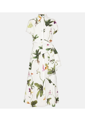 Oscar de la Renta Orchid gathered poplin midi dress
