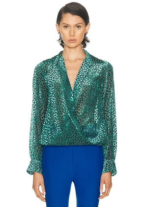 Dries Van Noten Cedal Shirt in Turquoise - Teal. Size 36 (also in ).