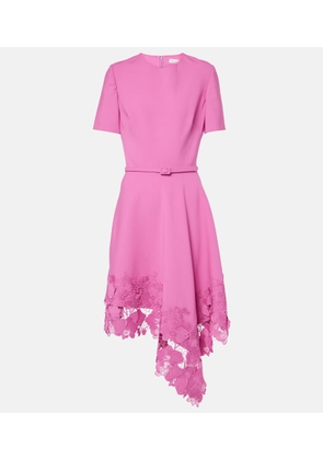 Oscar de la Renta Floral lace-trimmed midi dress