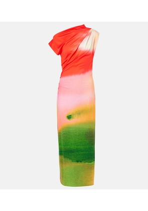 Oscar de la Renta Colorblock draped jersey midi dress