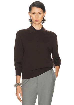 Dries Van Noten Tuno Polo in Dark Brown - Brown. Size L (also in S).