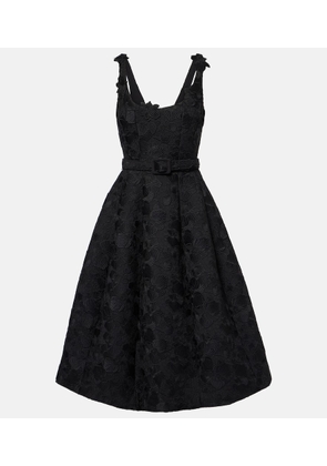 Oscar de la Renta Orchid embroidered guipure lace midi dress