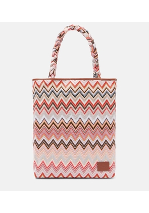 Missoni Zigzag Large leather-trimmed tote bag