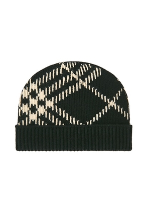 Burberry Core Check Beanie in Black & Calico IP Check - Black. Size all.