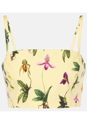 Oscar de la Renta Floral cotton-blend poplin crop top