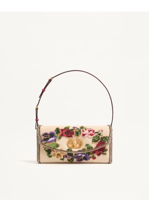 Valentino Garavani Valentino Garavani DeVain Embroidered Small Shoulder Bag Woman NATURAL/MULTICOLOUR UNI