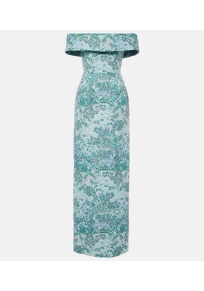 Markarian Clover floral off-shoulder brocade gown