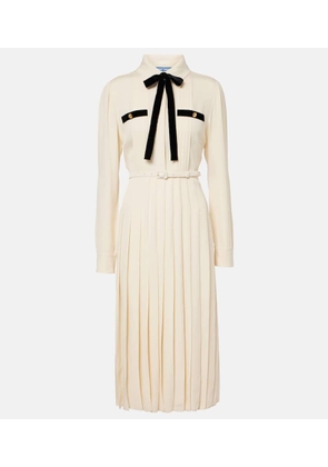 Prada Tie-neck pleated belted shirt dress