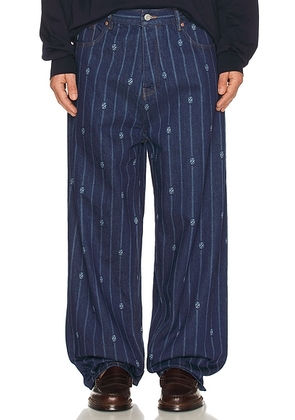 Drôle De Monsieur Le Jean Baggy Monogramme in Stone Wash - Blue. Size L (also in M, S, XL/1X, XXL/2X).