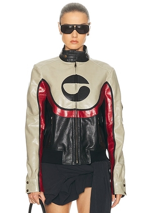 Coperni C Logo Leather Jacket in Multicolour - Light Grey,Black. Size 34 (also in ).