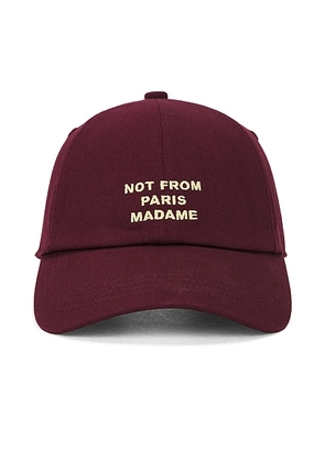 Drôle De Monsieur Slogan Cap in Wine - Burgundy. Size all.
