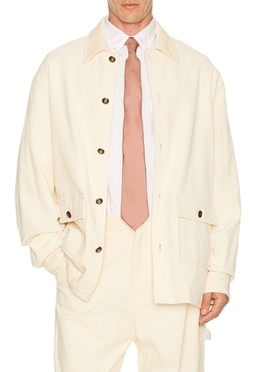 Drôle De Monsieur La Surchemise Corduroy in Ecru - White. Size L (also in M, S, XXL/2X).