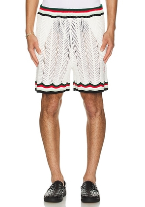 Casablanca Chevron Faux Crochet Shorts in White - White. Size M (also in ).