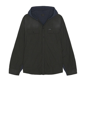 Balenciaga Cut Up Hooded Shirt in Black & Beige - Black,Navy. Size 1 (also in 2, 3).