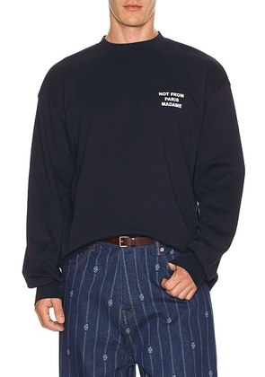 Drôle De Monsieur Le T-Shirt Slogan ML in Navy - Navy. Size M (also in S, XXL/2X).