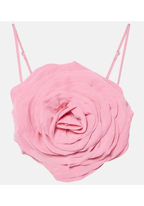 Blumarine Floral-applique gabardine crop top