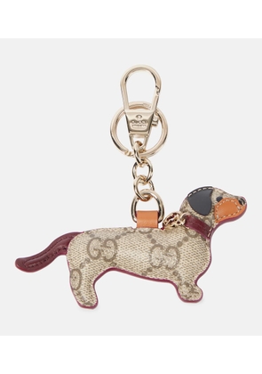 Gucci GG Canvas leather-trimmed keychain