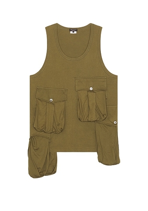 COMME des GARCONS Homme Plus Pocket Tank in Khaki 2 - Olive. Size L (also in XL/1X).