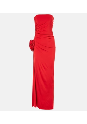 Magda Butrym Floral-applique ruched jersey maxi dress