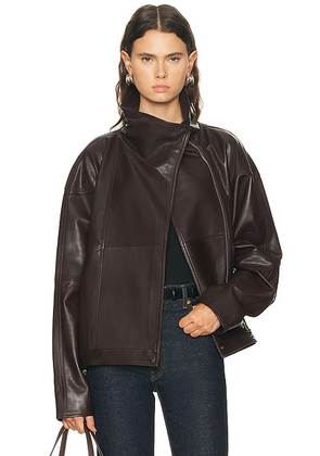 EAVES Mildri Leather Jacket in Mohagany - Brown. Size L (also in M, S, XL, XS).