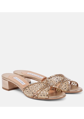 Aquazzura Crystal Love 35 embellished tulle mules