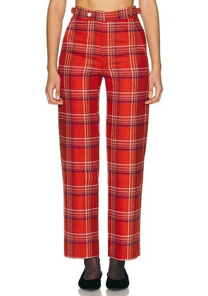 BODE Gable Plaid Trouser in Red - Burnt Orange. Size 26 (also in 30).