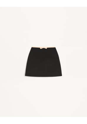 Valentino Plain Wool Tweed Skirt Woman BLACK/RED/GREEN 36