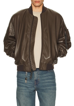 ALPHA INDUSTRIES Leather MA-1 Flight Jacket in Espresso - Brown. Size S (also in XL/1X, XXL/2X).