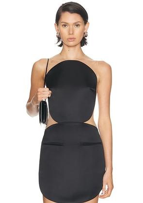 Courreges Illusion Circle Satin Bodysuit in Black - Black. Size L (also in M).