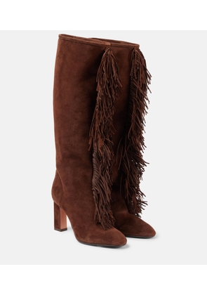 Aquazzura Gytane 85 fringed suede knee-high boots