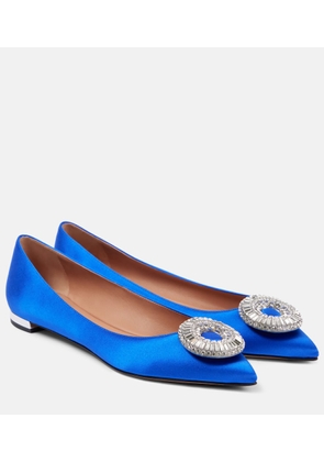 Aquazzura Crystal Hoop satin ballet flats