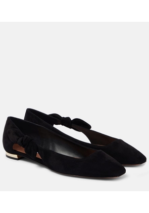 Aquazzura Very Bow Tie suede ballet flats