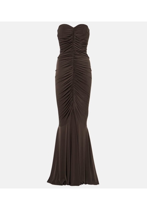 Norma Kamali Strapless ruched jersey gown