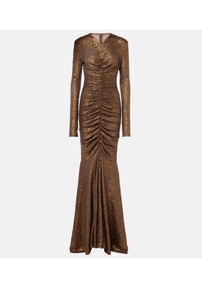 Norma Kamali Sequined ruched gown