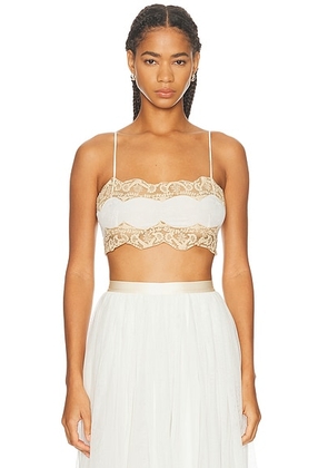 BODE Trousseau Lace Bra Top in Cream - Cream. Size L (also in ).