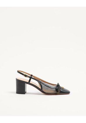 Valentino Garavani Valet Du Roi Slingback Pump in Mesh and Kidskin 60MM Woman BLACK 35