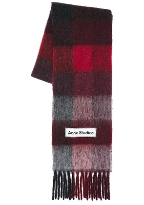 Acne Studios Vally Scarf in Red & Black - Red. Size all.