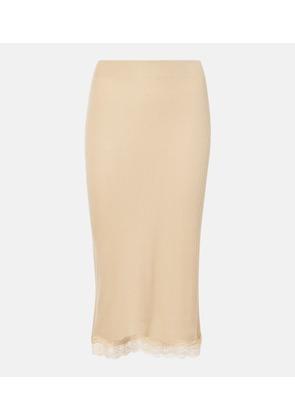 The Row Indira lace-trimmed silk-blend midi skirt