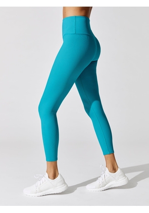 Carbon38 Ribbed 7/8 Legging - Dark Teal - Size L