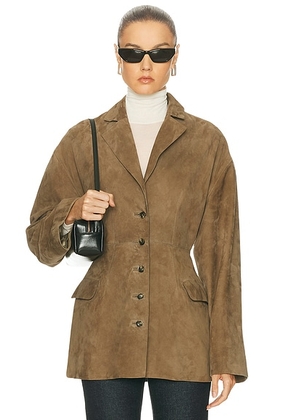 EAVES Salta Suede Jacket in Olive - Olive. Size M (also in S, XL, XS, XXS).